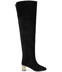 Kurt Geiger London Chelsea Suede Jewel Block Heel Over The Knee Boots