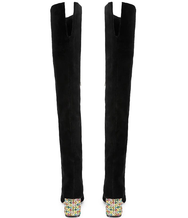 Kurt Geiger London Chelsea Suede Jewel Block Heel Over The Knee Boots