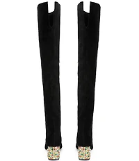Kurt Geiger London Chelsea Suede Jewel Block Heel Over The Knee Boots