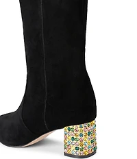 Kurt Geiger London Chelsea Suede Jewel Block Heel Over The Knee Boots