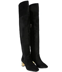 Kurt Geiger London Chelsea Suede Jewel Block Heel Over The Knee Boots