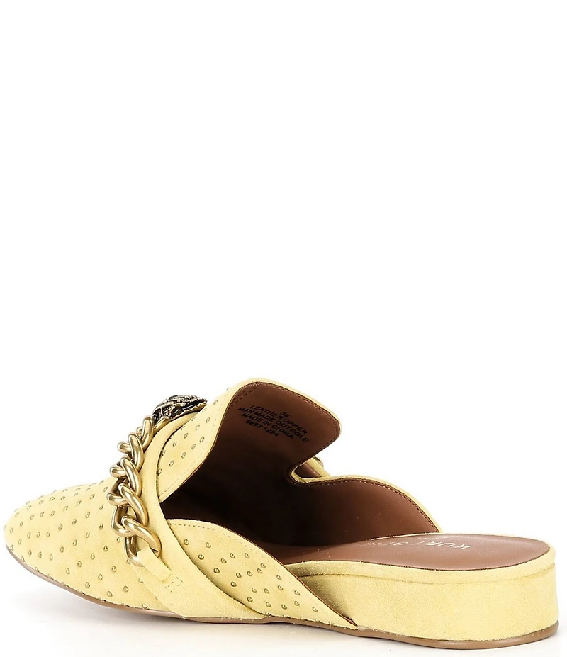 Kurt Geiger London Chelsea Suede Stud Embellished Chain Hardware Mules