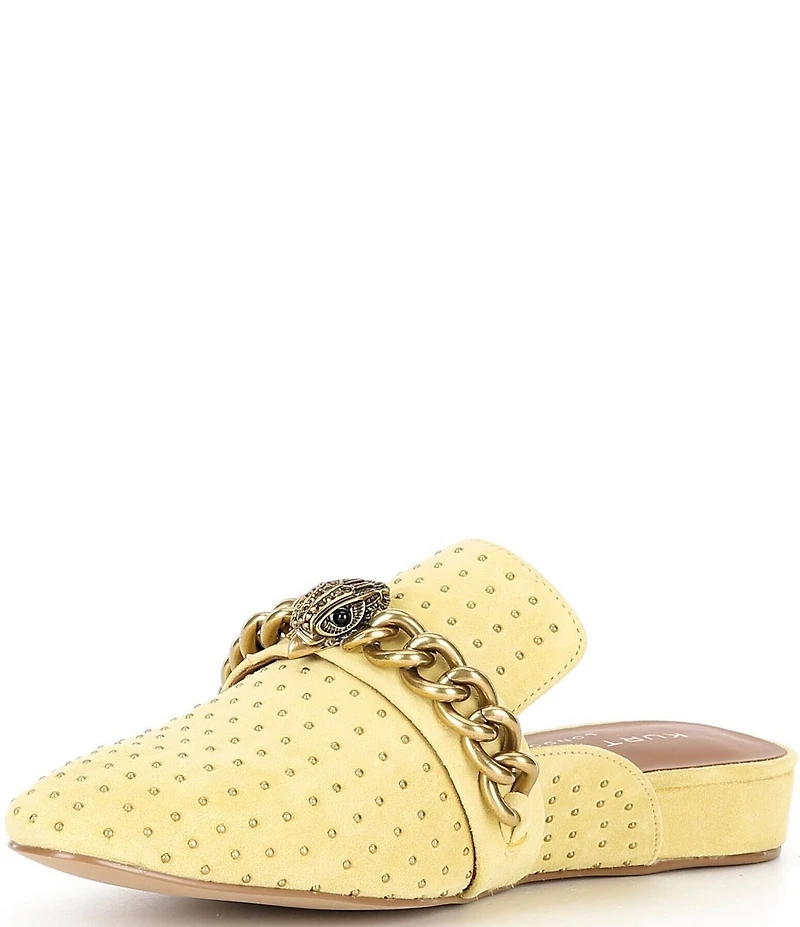Kurt Geiger London Chelsea Suede Stud Embellished Chain Hardware Mules