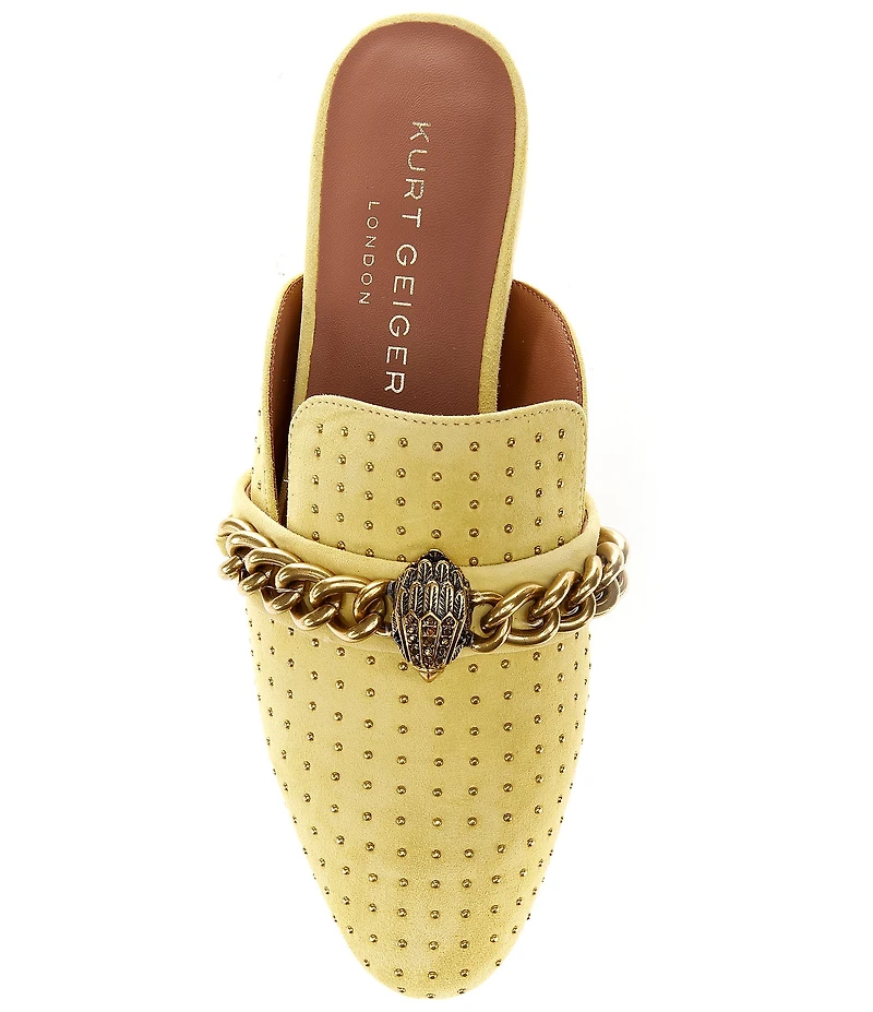 Kurt Geiger London Chelsea Suede Stud Embellished Chain Hardware Mules