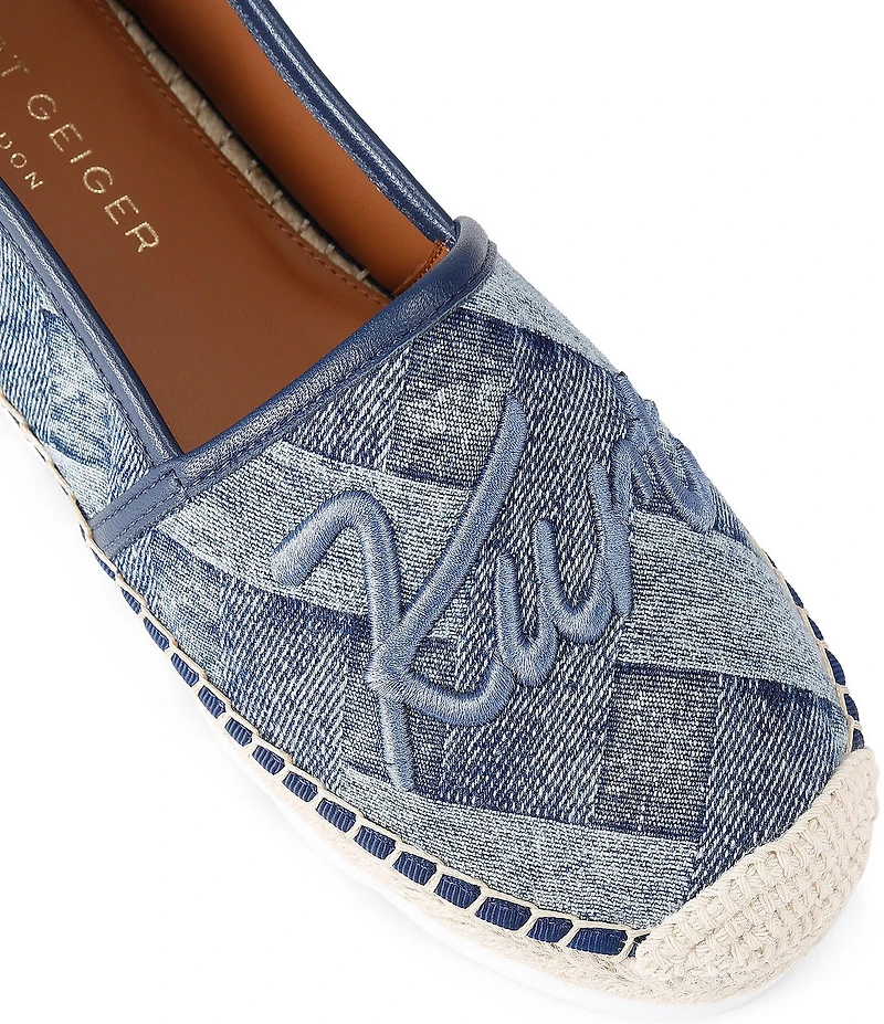 Kurt Geiger London Chelsea Woven Logo Slip On Espadrille Loafers