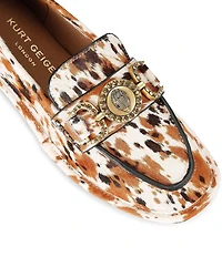 Kurt Geiger London Mansion Cow Print Ornamented Bit Buckle Soft Loafers