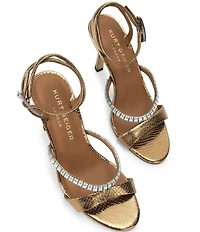 Kurt Geiger London Croc Style Crystal Embellished Strap Dress Sandals