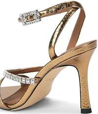 Kurt Geiger London Croc Style Crystal Embellished Strap Dress Sandals