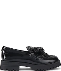 Kurt Geiger London Crystal Embellished Bow Leather Loafers