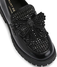 Kurt Geiger London Crystal Embellished Bow Leather Loafers
