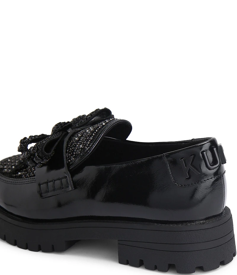 Kurt Geiger London Crystal Embellished Bow Leather Loafers