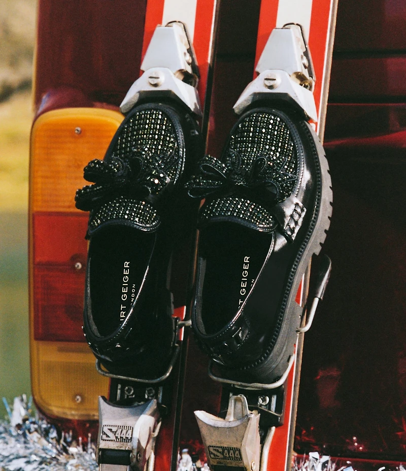 Kurt Geiger London Crystal Embellished Bow Leather Loafers