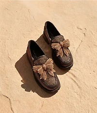 Kurt Geiger London Crystal Embellished Bow Leather Loafers
