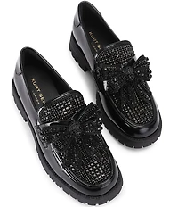 Kurt Geiger London Crystal Embellished Bow Leather Loafers