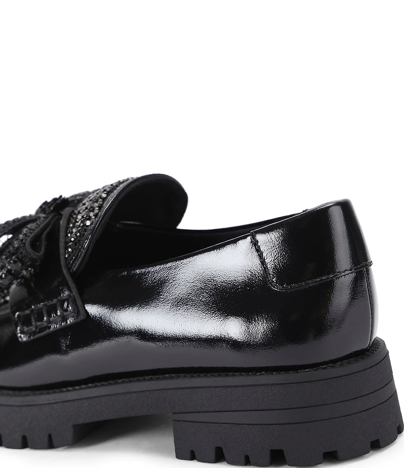 Kurt Geiger London Crystal Embellished Bow Leather Loafers