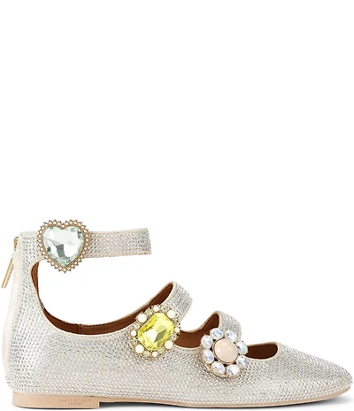 Kurt Geiger London Crystal Embellished Jewel Ornamented Gladiator Mary Jane Ballet Flats