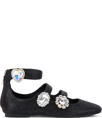 Kurt Geiger London Crystal Embellished Jewel Ornamented Gladiator Mary Jane Ballet Flats