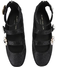 Kurt Geiger London Crystal Embellished Jewel Ornamented Gladiator Mary Jane Ballet Flats