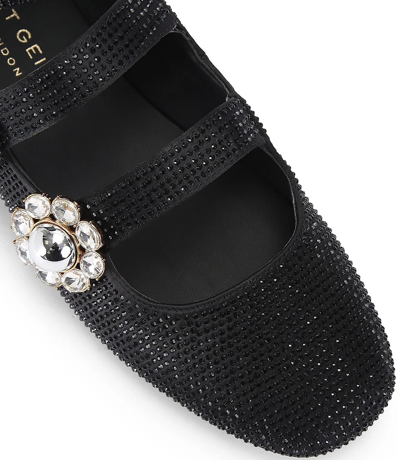 Kurt Geiger London Crystal Embellished Jewel Ornamented Gladiator Mary Jane Ballet Flats