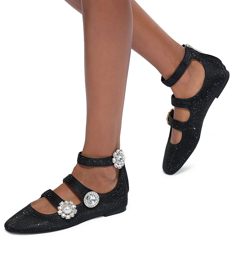 Kurt Geiger London Crystal Embellished Jewel Ornamented Gladiator Mary Jane Ballet Flats