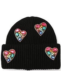 Kurt Geiger London Crystal Heart Patch Beanie
