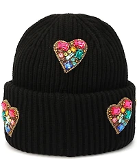 Kurt Geiger London Crystal Heart Patch Beanie