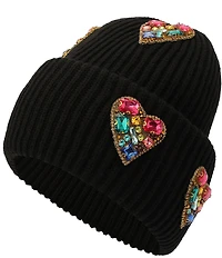 Kurt Geiger London Crystal Heart Patch Beanie
