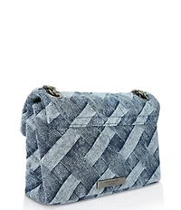 Kurt Geiger London Denim Crystal Embellished Mini Kensington Crossbody Bag