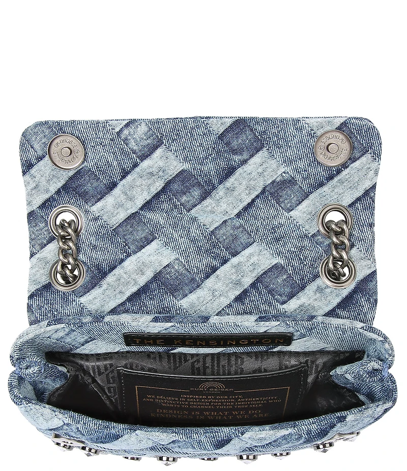 Kurt Geiger London Denim Crystal Embellished Mini Kensington Crossbody Bag