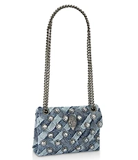 Kurt Geiger London Denim Crystal Embellished Mini Kensington Crossbody Bag