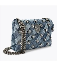 Kurt Geiger London Denim Crystal Embellished Mini Kensington Crossbody Bag