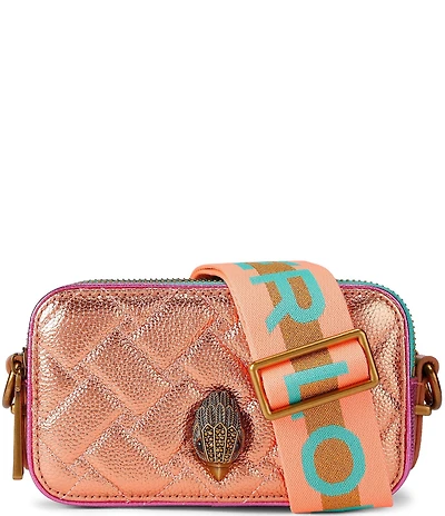 Kurt Geiger London Small Kensington Double Zip Metallic Colorblock Camera Crossbody Bag