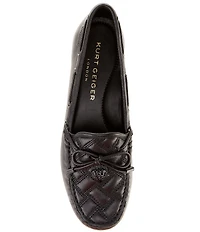 Kurt Geiger London Quilted Leather Bow Detail Drenched Logo Ornament Boat Shoes