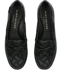 Kurt Geiger London Quilted Leather Bow Detail Drenched Logo Ornament Boat Shoes