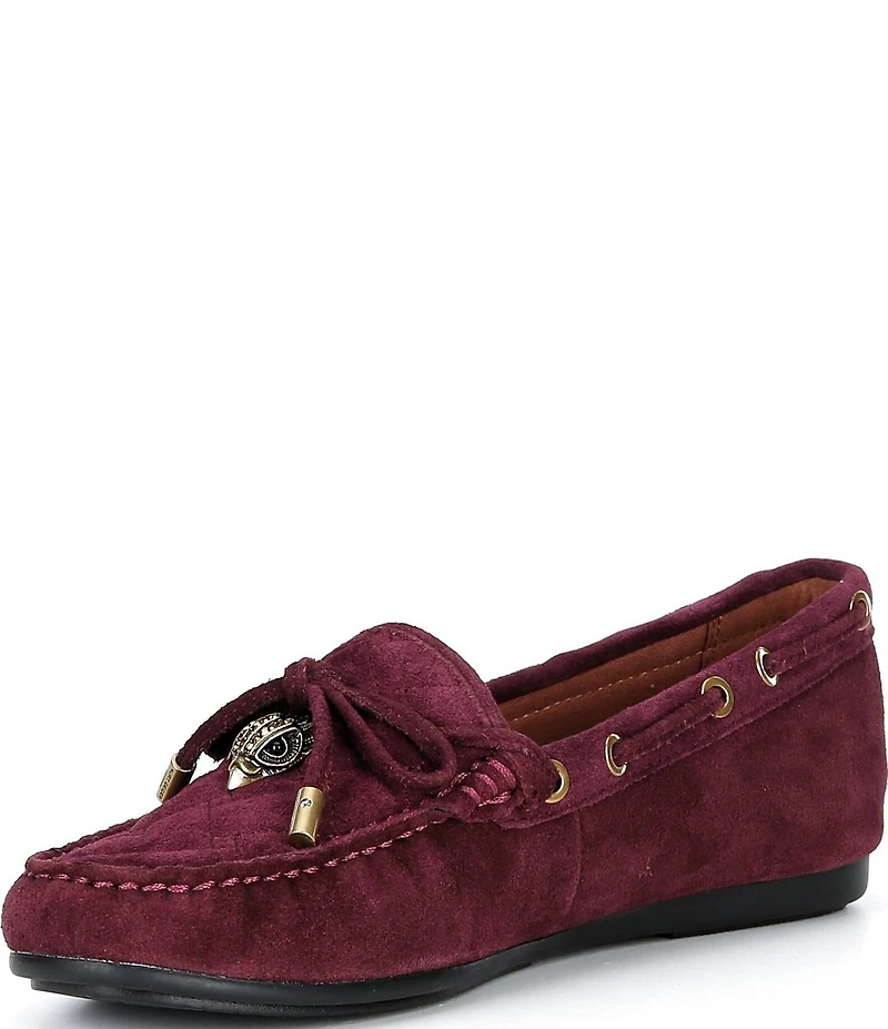 Kurt Geiger London Eagle Bow Tie Gold Ornament Boat Moccasins