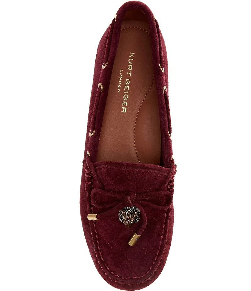 Kurt Geiger London Eagle Bow Tie Gold Ornament Boat Moccasins
