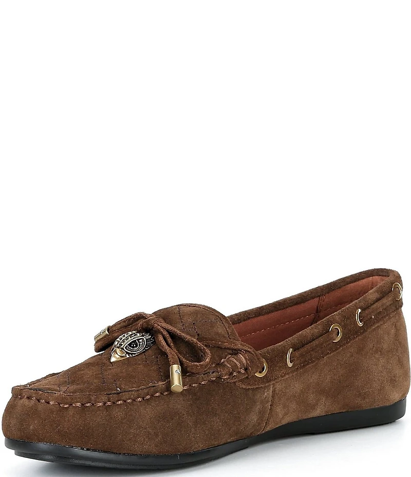 Kurt Geiger London Eagle Bow Tie Gold Ornament Boat Moccasins