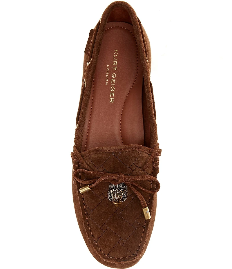 Kurt Geiger London Eagle Bow Tie Gold Ornament Boat Moccasins