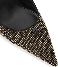 Kurt Geiger London Eagle Crystal Embellished Logo Ornament Pointed Toe Ankle Strap Pumps