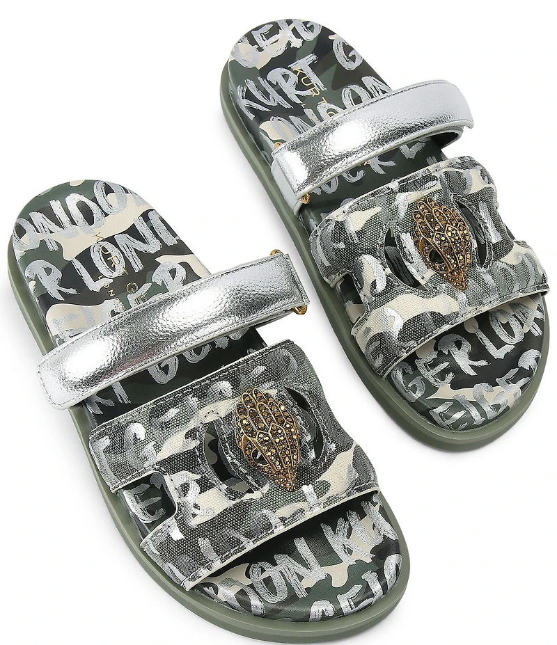 Kurt Geiger London Eagle Cut Out Camo Slide Sandals