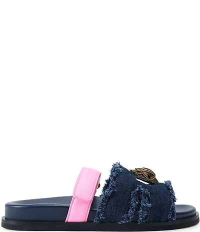 Kurt Geiger London Eagle Cut Out Denim Slide Sandals