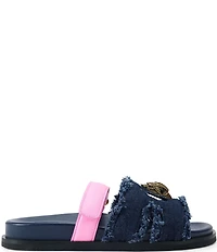 Kurt Geiger London Eagle Cut Out Denim Slide Sandals