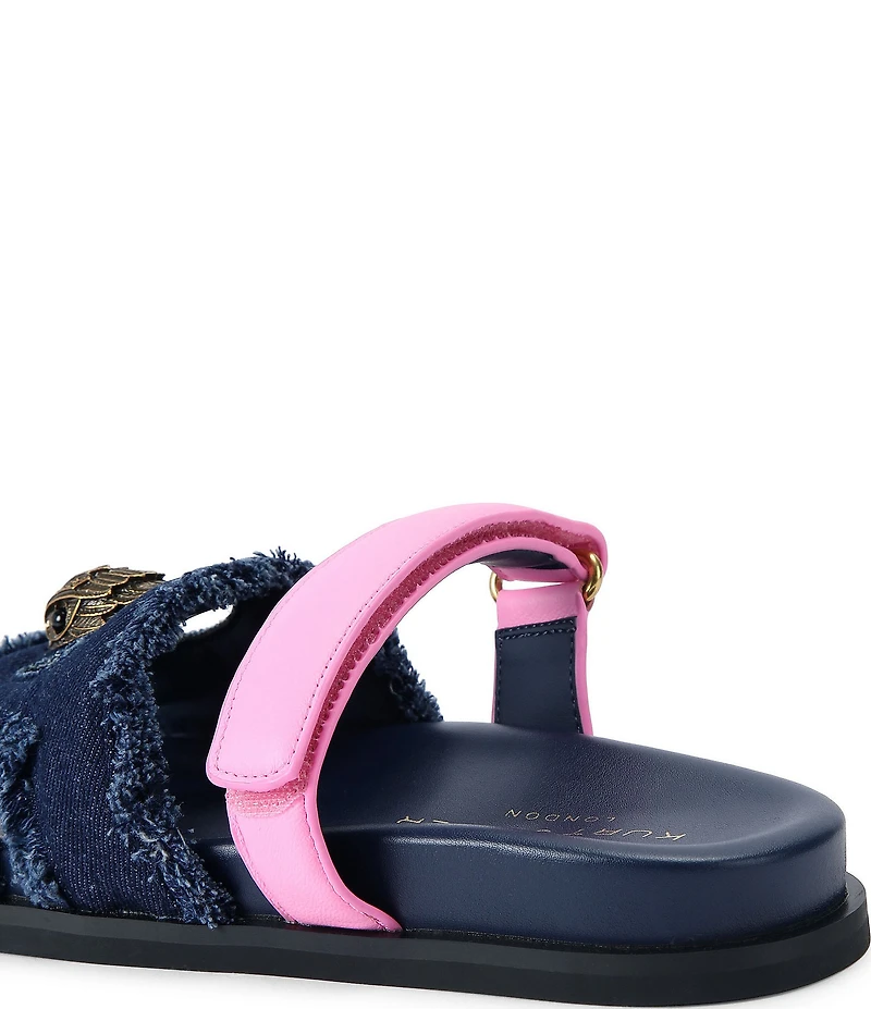 Kurt Geiger London Eagle Cut Out Denim Slide Sandals