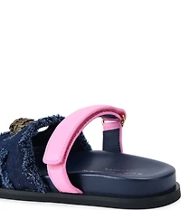 Kurt Geiger London Eagle Cut Out Denim Slide Sandals