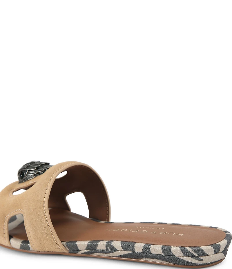 Kurt Geiger London Eagle Cut Out Leather and Suede Slide Sandals