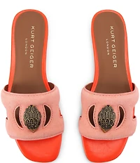 Kurt Geiger London Eagle Cut Out Leather and Suede Slide Sandals