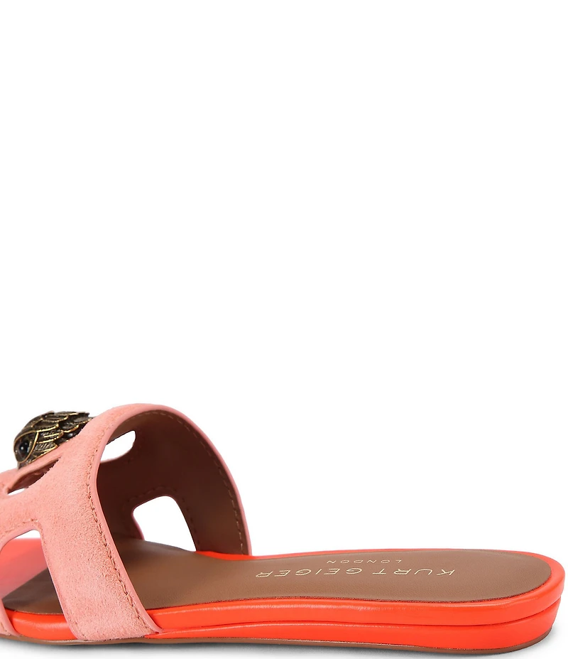 Kurt Geiger London Eagle Cut Out Leather and Suede Slide Sandals