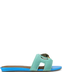 Kurt Geiger London Eagle Cut Out Leather and Suede Slide Sandals