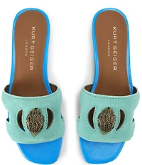 Kurt Geiger London Eagle Cut Out Leather and Suede Slide Sandals