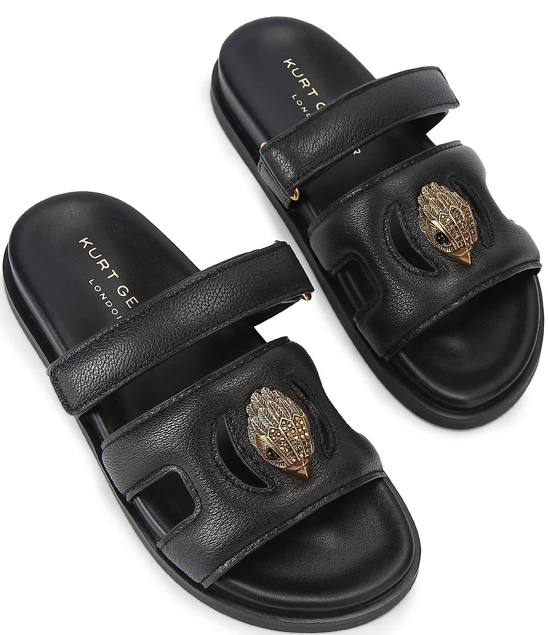 Kurt Geiger London Eagle Cut Out Leather Slide Sandals